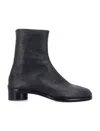 Maison Margiela Tabi Split-toe Textured-leather Boots In Black