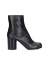 Maison Margiela Block Heel Leather Round Toe Boots In Black