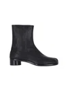 Maison Margiela 30mm Tabi Leather Ankle Boots In Black
