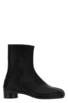 Maison Margiela Black Leather Tabi Ankle Boots In Black