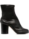 Maison Margiela Block Heel Leather Round Toe Boots In Black