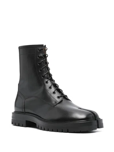 Maison Margiela Black Tabi County Combat High-top Boots In H8396 Black