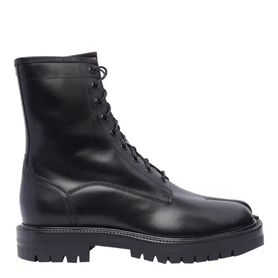 Maison Margiela Black Tabi County Combat High-top Boots In H8396 Black