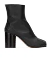 Maison Margiela Block Heel Leather Round Toe Boots In Black