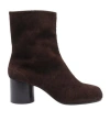 Maison Margiela Suede Ankle Boots With High Block Heel In Brown