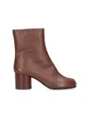 Maison Margiela Tabi High Heels Ankle Boots In Brown Leather In Brown