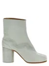 Maison Margiela Tabi 80mm Leather Ankle Boots In Gray