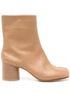 Maison Margiela Tabi Leather Ankle Boots In Brown