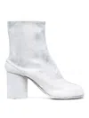 Maison Margiela Tabi Ankle Boots In White Aged Effect Leather In Black