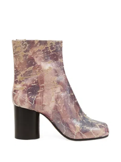 Maison Margiela Tabi Ankle Boots Tapestry Woman Pink In Multi