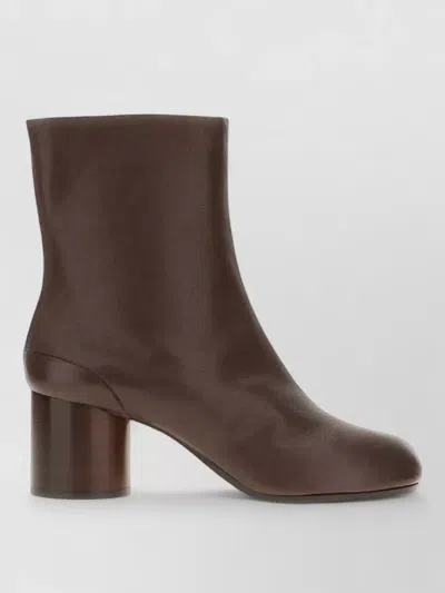 Maison Margiela Tabi Ankle Boots Round Toe Block Heel In Brown