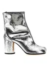 Maison Margiela Tabi Split-toe Crinkled Metallic Patent-leather Ankle Boots In Silver