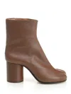 Maison Margiela Tabi High Heels Ankle Boots In Brown Leather