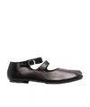 Maison Margiela Leather Tabi Strap Ballerina Flats In Black