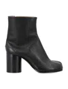 Maison Margiela Ankle Boots In Premium Sheepskin Leather With Unique Toe Design And Chunky Heel In Black
