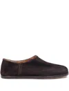 Maison Margiela Tabi Split-toe Suede Collapsible-heel Loafers In Brown
