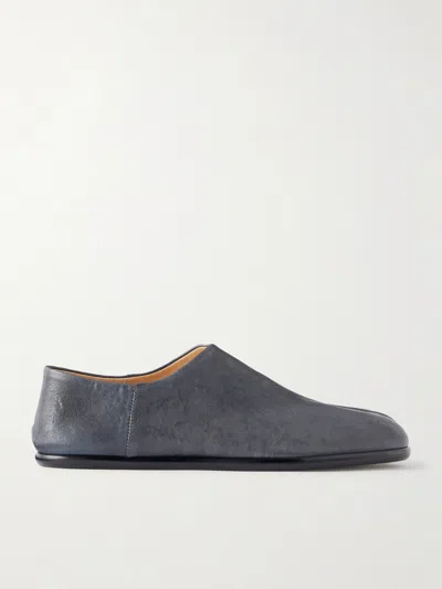 Maison Margiela Tabi Babouche Split-toe Leather Slip-ons In Gray