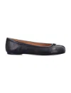 Maison Margiela Black Leather Tabi Ballerinas With Signature Detailing In Black