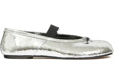 Pre-owned Maison Margiela Tabi Ballerina Flat Elastic Band Textured (women's) Sneakers In Silver/black In Multi