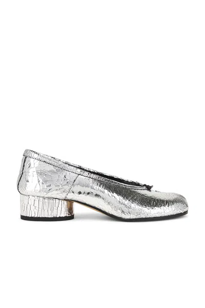 Maison Margiela 30mm Tabi Ballet Flats In Silver