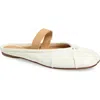 Maison Margiela Tabi Frayed Split-toe Leather Ballet Flats In Ivory/nude
