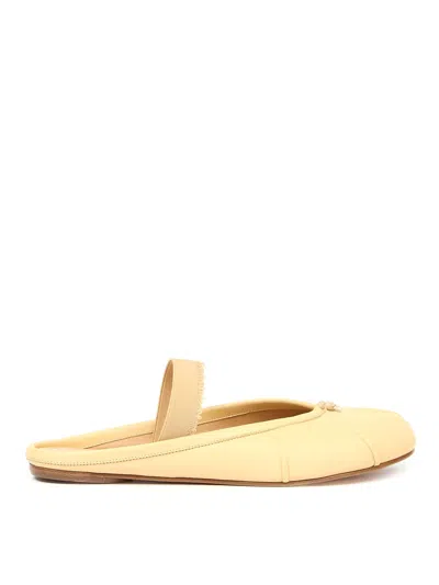 Maison Margiela Split Toe Flat Sole Ballerina Shoes With Frayed Edge In Nude