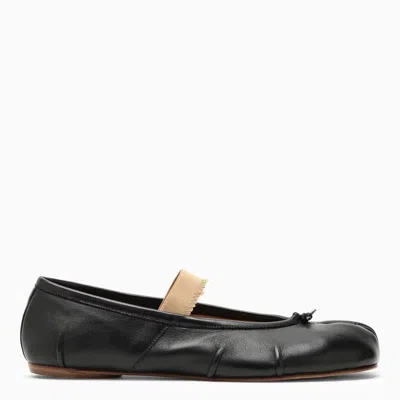 Maison Margiela Black Ballet Flats With Band Design And Tabi Toe In Leather Woman