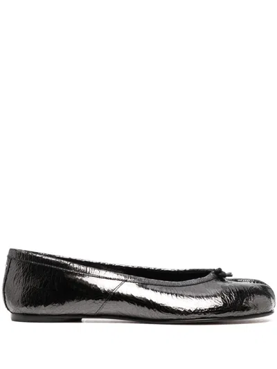 Maison Margiela Gunmetal Tabi Broken Mirror Ballerina Flats In Black