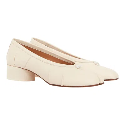 Maison Margiela Tabi Ballerina Split-toe Leather Pumps In Metallic