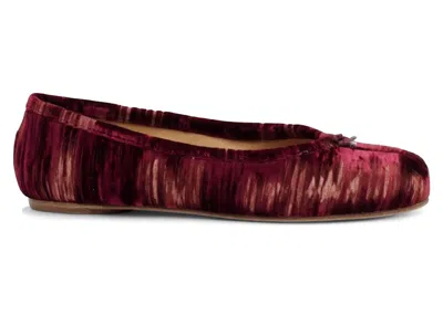 Pre-owned Maison Margiela Tabi Ballerina Velvet (women's) Sneakers In Cordovan Red
