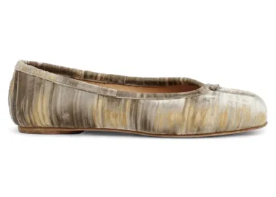 Pre-owned Maison Margiela Tabi Ballerina Velvet (women's) Sneakers In Petrified Oak