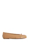 Maison Margiela Beige Balletina Shoes With Tabi Toe And Single Stitch Logo In Brown
