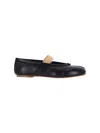 Maison Margiela Black Leather Flats With Elegant Elastic Strap In Black