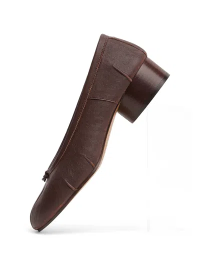 Maison Margiela Tabi Ballerina Split-toe Leather Pumps In Brown