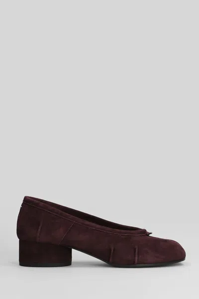 Maison Margiela Tabi Ballet Flats In Viola Suede In Purple