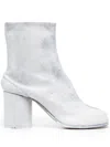 Maison Margiela Tabi Ankle Boots In White Aged Effect Leather In Black
