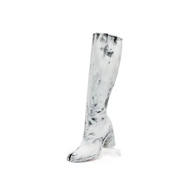 Maison Margiela Tabi Bianchetto Knee-high Boots Woman Black And White