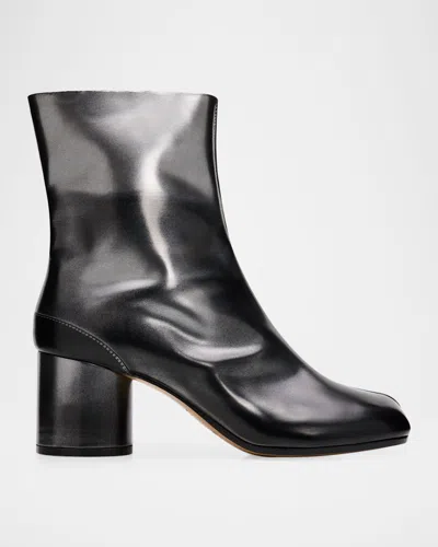 Maison Margiela Tabi Bicolor Leather Ankle Boots In Animal Print