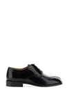 Maison Margiela Tabi Brushed Leather Lace-up Shoes In Black