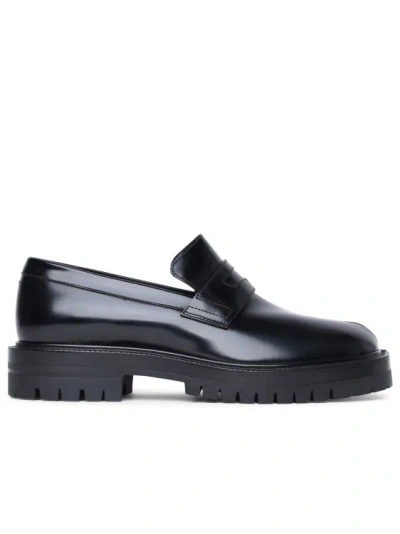 Maison Margiela Tabi' Black Leather Loafers In Grey