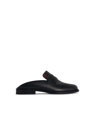 MAISON MARGIELA 'TABI' BLACK LEATHER SABOTS