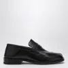 Maison Margiela Tabi County Split-toe Distressed Textured-leather Penny Loafers In Black