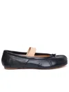 Maison Margiela Black Leather Flats With Elegant Elastic Strap In Black
