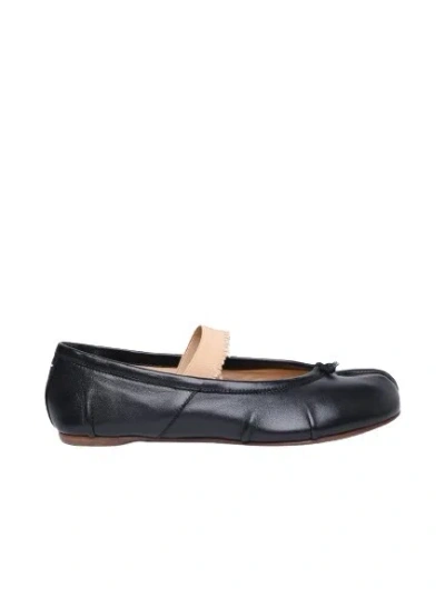 Maison Margiela 10mm Tabi Leather Ballerina Flats In Black