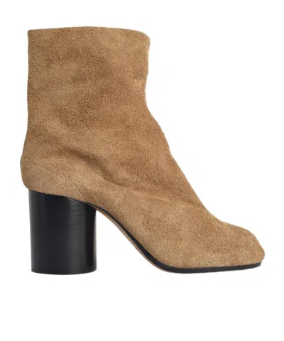Maison Margiela Camel Suede Tabi Ankle Boots In Neutral