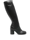 Maison Margiela Knee-high Split-toe Black Leather Boots In Black