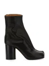 Maison Margiela Block Heel Leather Round Toe Boots In Black
