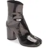 Maison Margiela Ankle Boots With Cracked Leather Finish And Block Heel In Black