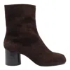 Maison Margiela Suede Ankle Boots With High Block Heel In Brown