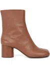 Maison Margiela Tabi High Heels Ankle Boots In Brown Leather
